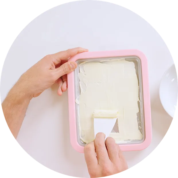 Ice cream on a cold plate